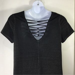 Just Be Tee Shirt Dress Womens Size 1X Dark Gray, Strappy Back, Short Sleeve